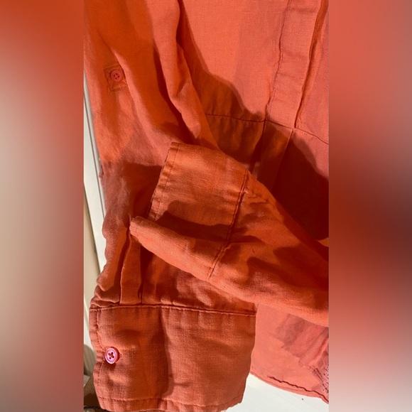 Crown and Ivy Salmon 1/2 Button Up Long Sleeve Tunic, Size L, 100% Linen - Picture 5 of 7